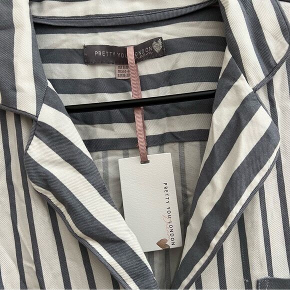 Pretty little you London NWT night shirt pajamas small 4-6 gray striped - Picture 4 of 4